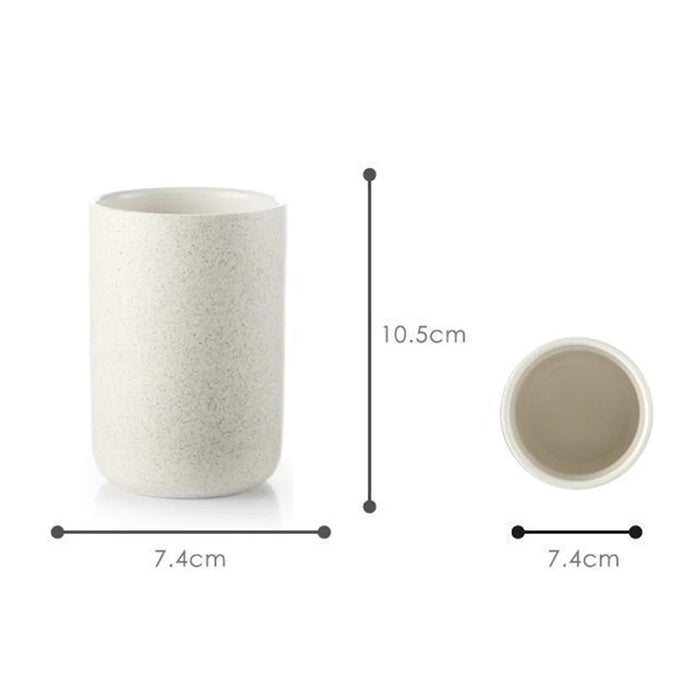 Ceramic Toothbrush Cup 300ML Large Capacity Mouthwash Cup for Home Hotel Bathroom - Beige - 5