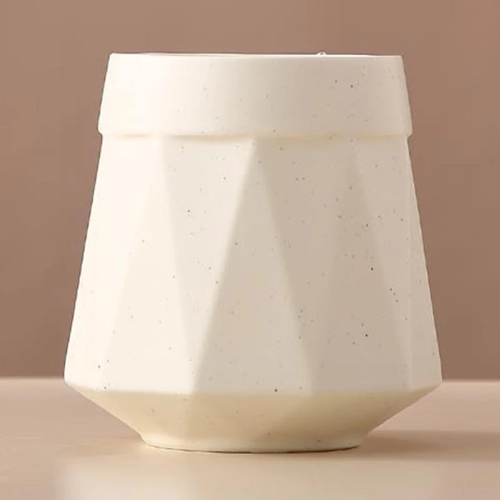 Ceramic Home Hotel Bathroom Cup 400ML Geometric Design Toothbrush Holder Mouthwash Cup - Beige - 1