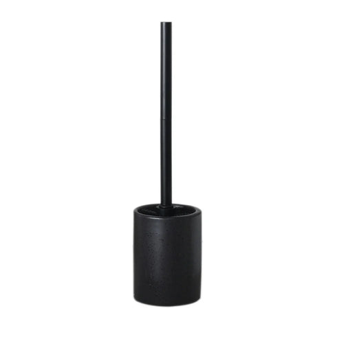 Long Handle Toilet Cleaning Brush with Ceramic Draining Base for Home School Dorm Bathroom - Black - 1