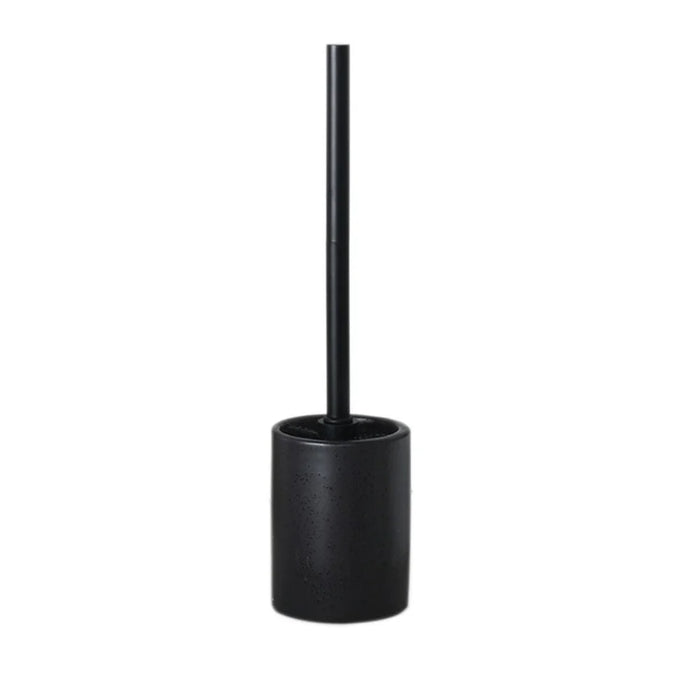 Long Handle Toilet Cleaning Brush with Ceramic Draining Base for Home School Dorm Bathroom - Black - 1