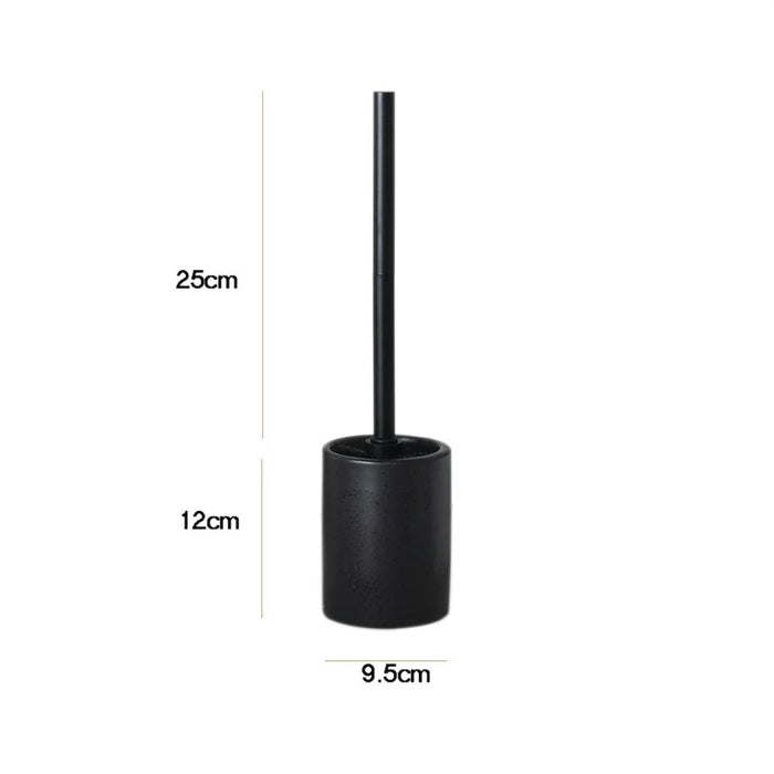 Long Handle Toilet Cleaning Brush with Ceramic Draining Base for Home School Dorm Bathroom - Black - 3