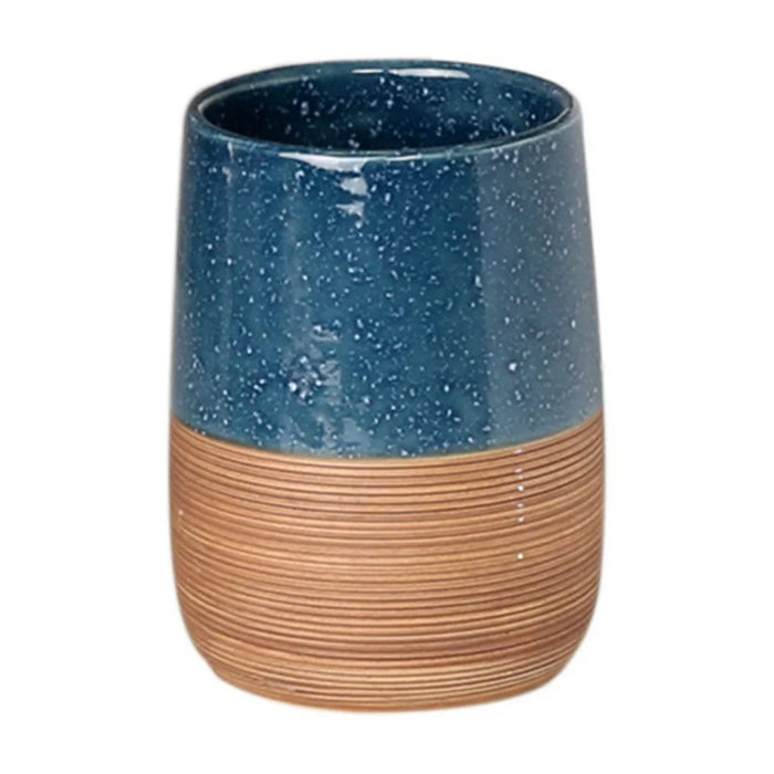 300ML Ceramic Mouthwash Cup Home Hotel Bathroom Toothbrush Holder Washroom Rinse Water Cup - Blue - 1