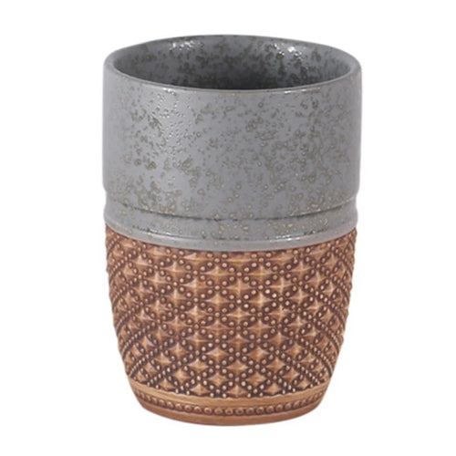 Embossed Ceramic Toothbrush Cup 300ML Bathroom Mouthwash Cup for Home Hotel Guesthouse - Grey - 1