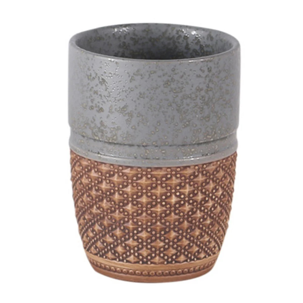 Embossed Ceramic Toothbrush Cup 300ML Bathroom Mouthwash Cup for Home Hotel Guesthouse - Grey - 1