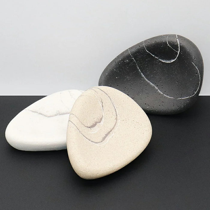 Faux Stone Soap Dish Holder Tray for Hotel / Home Bathroom Countertop Organizer - White - 3
