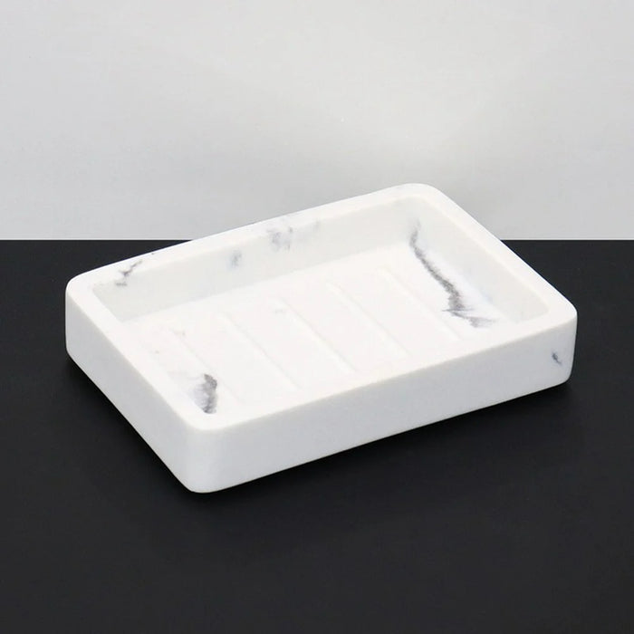 Nordic Home Hotel Bathroom Resin Soap Dish Rectangular Tray Multi-Function Storage Holder - White - 2