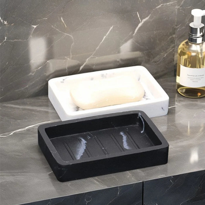 Nordic Home Hotel Bathroom Resin Soap Dish Rectangular Tray Multi-Function Storage Holder - White - 4