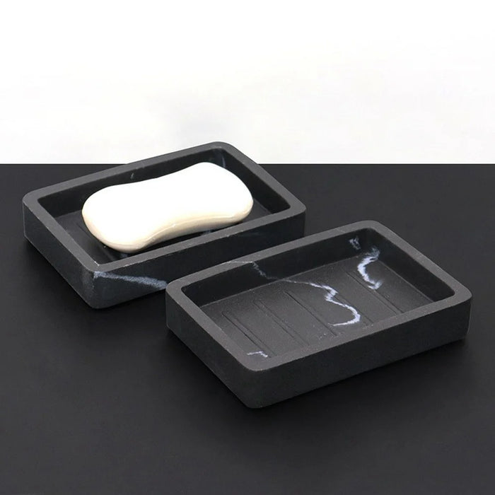Nordic Home Hotel Bathroom Resin Soap Dish Rectangular Tray Multi-Function Storage Holder - White - 5