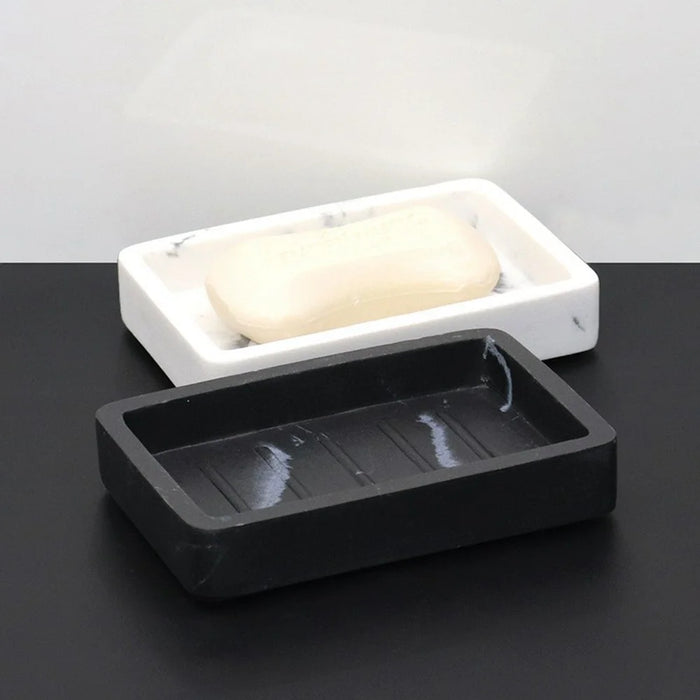 Nordic Home Hotel Bathroom Resin Soap Dish Rectangular Tray Multi-Function Storage Holder - White - 6