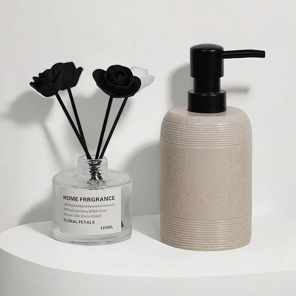 Hotel Home Resin Bathroom Dispenser 400ml Refillable Bottle for Hand Soap Shower Gel - Beige - 4