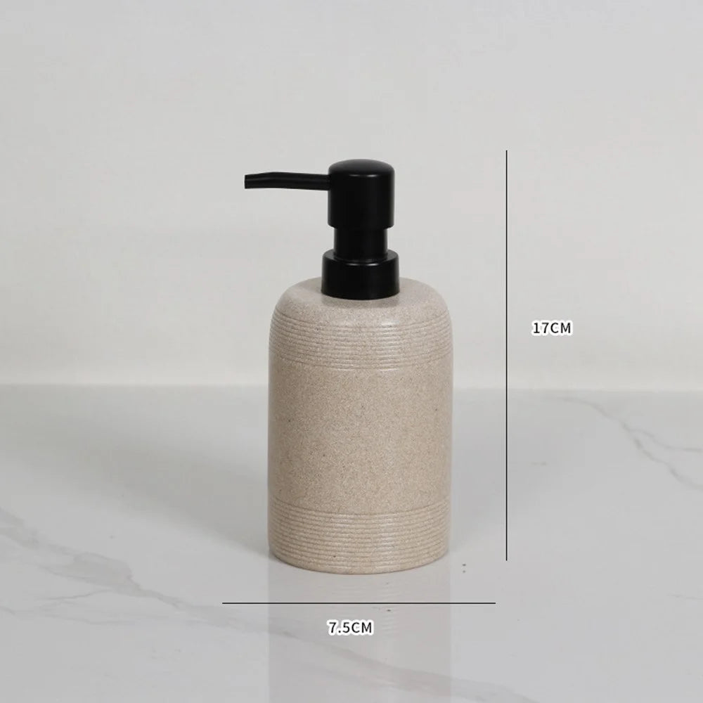 Hotel Home Resin Bathroom Dispenser 400ml Refillable Bottle for Hand Soap Shower Gel - Beige - 7