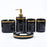 Resin Bathroom Accessories Set 5Pcs Marble Pattern Toiletry Organizer for Hotel / Home - Black - 2