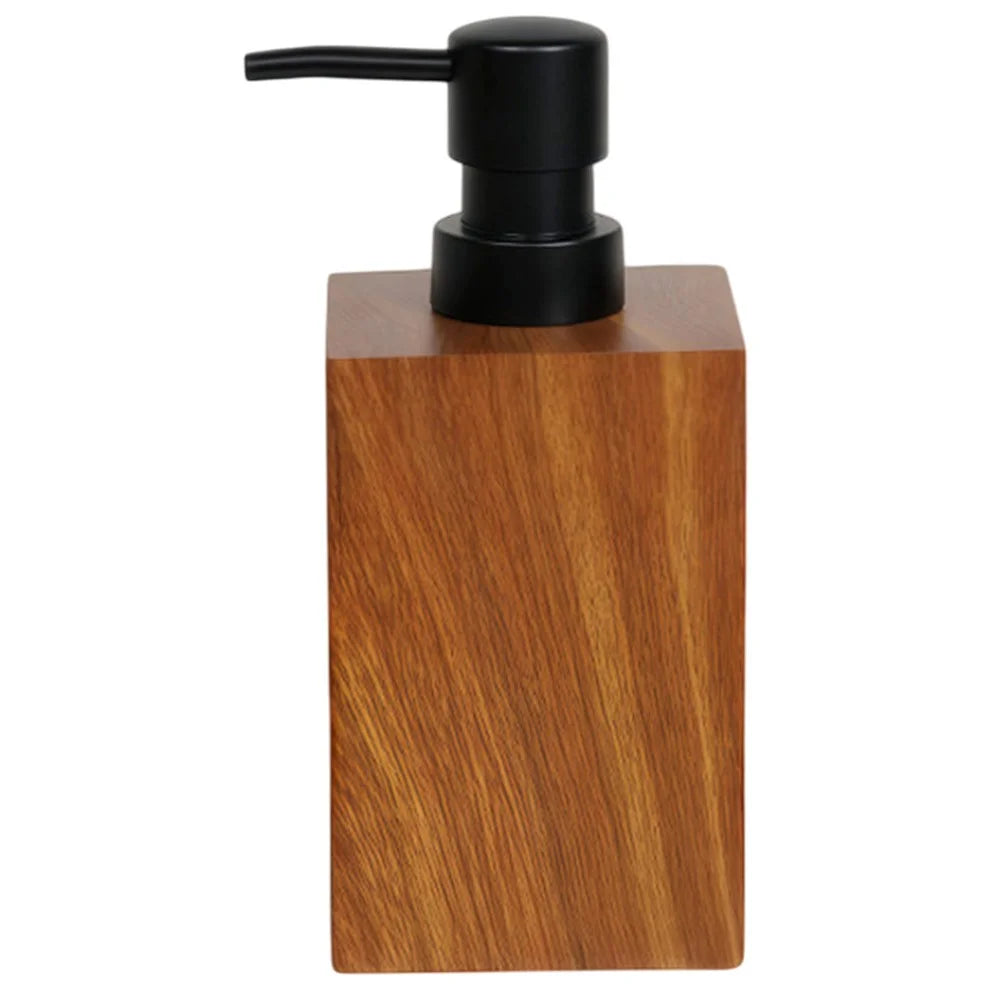 Walnut Wood Texture Bathroom 500ml Resin Pump Bottle for Shampoo Body Wash Hand Soap, Foaming Outlet - 1