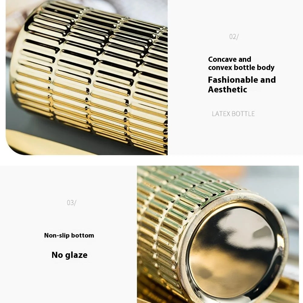 Luxury Ceramic Refillable Dispenser Pump Bottle for Bathroom Hand Soap Shampoo Shower Gel Lotion - Gold - 6