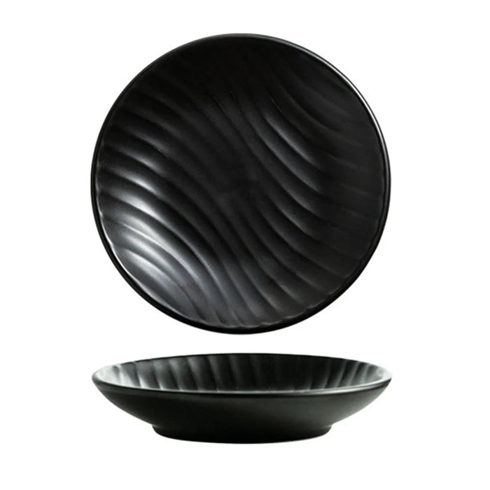 Creative Round Ceramic Soap Dish Home Hotel Bathroom Stylish Decorative Soap Holder Tray - Black - 1