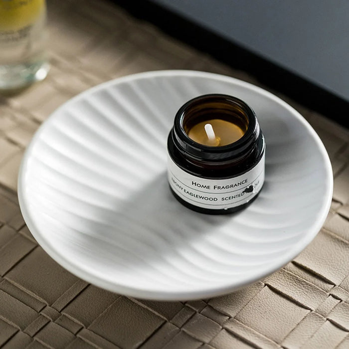 Creative Round Ceramic Soap Dish Home Hotel Bathroom Stylish Decorative Soap Holder Tray - Black - 3