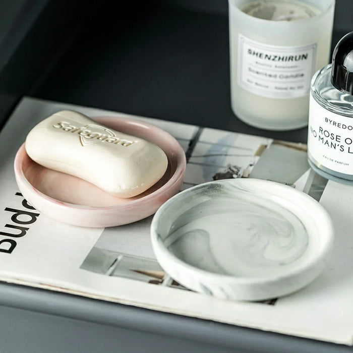 Creative Ceramic Soap Dish Home Hotel Toiletry Holder Decorative Washroom Organizer - Grey - 7