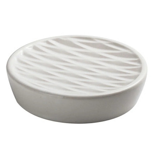 Ceramic Soap Dish Bathroom Accessory Anti-Slip Soap Box Container for Hotel Home Guesthouse - Bright White - 1
