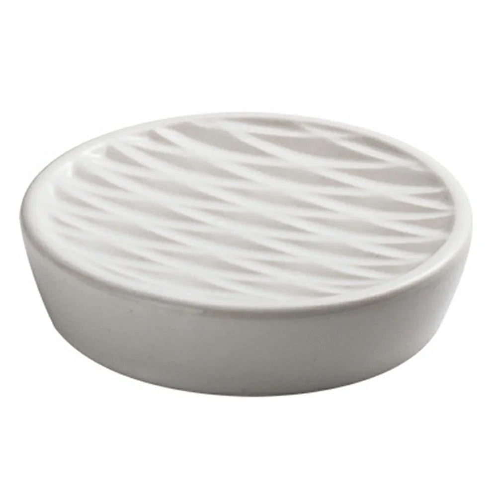 Ceramic Soap Dish Bathroom Accessory Anti-Slip Soap Box Container for Hotel Home Guesthouse - Bright White - 1