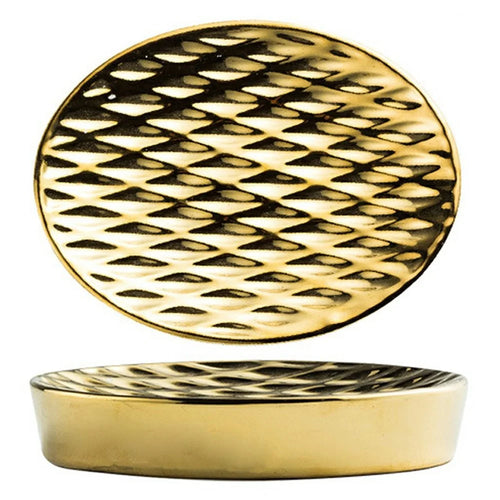 Ceramic Soap Dish Elegant Bathroom Hotel Soap Holder Tray for Kitchen Bathroom Dining Room - Gold - 1