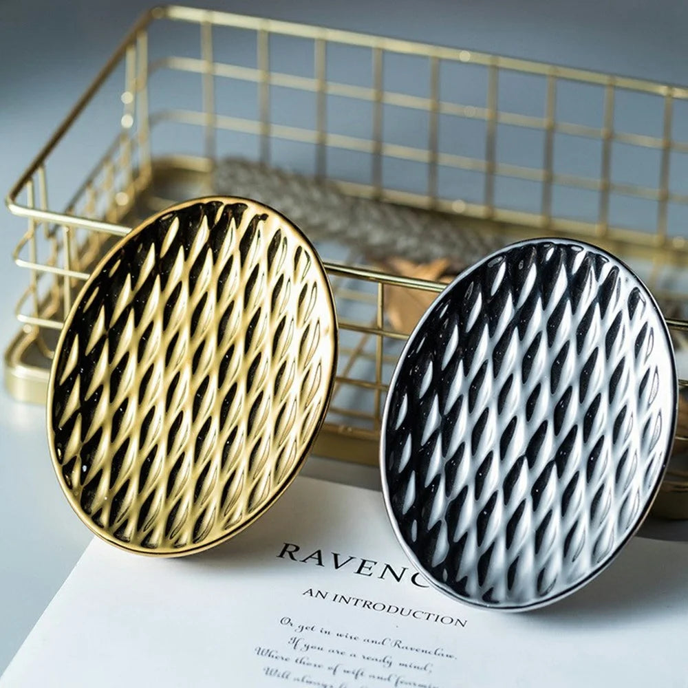 Ceramic Soap Dish Elegant Bathroom Hotel Soap Holder Tray for Kitchen Bathroom Dining Room - Gold - 3