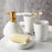 Minimalist Ceramic Bathroom Lotion Dispenser Bottle + Mouthwash Cup + Soap Dish - 3
