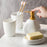 Minimalist Ceramic Bathroom Lotion Dispenser Bottle + Mouthwash Cup + Soap Dish - 4