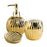 Luxury Ceramic Bathroom Accessories Set Lotion Dispenser Bottle + Rinsing Cup + Soap Dish - Gold - 1