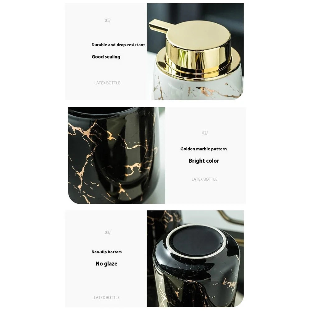 Luxury Ceramic Bathroom Accessories Set Mouthwash Cup + Soap Dish + Lotion Dispenser Bottle - Green - 3