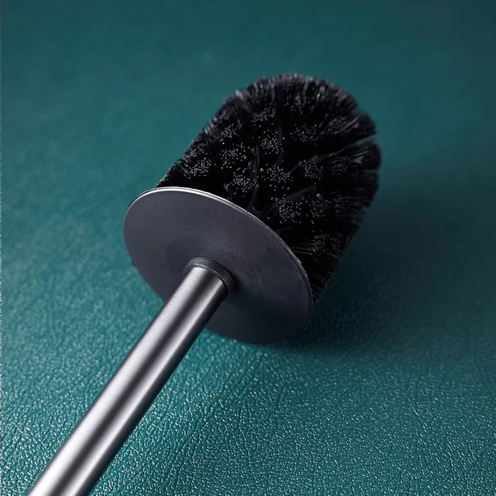 304 Stainless Steel Toilet Brush with Base Floor Standing Bathroom Cleaning Tool - Grey - 3