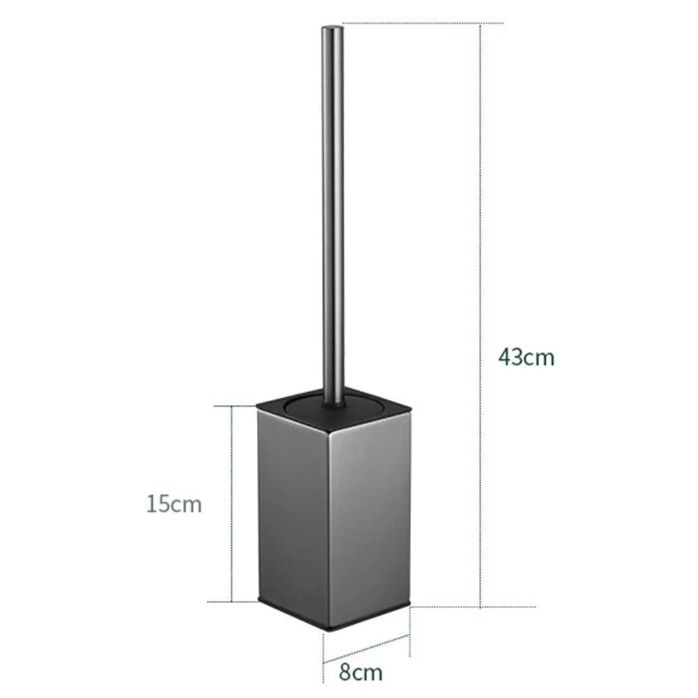 304 Stainless Steel Toilet Brush with Base Floor Standing Bathroom Cleaning Tool - Grey - 5