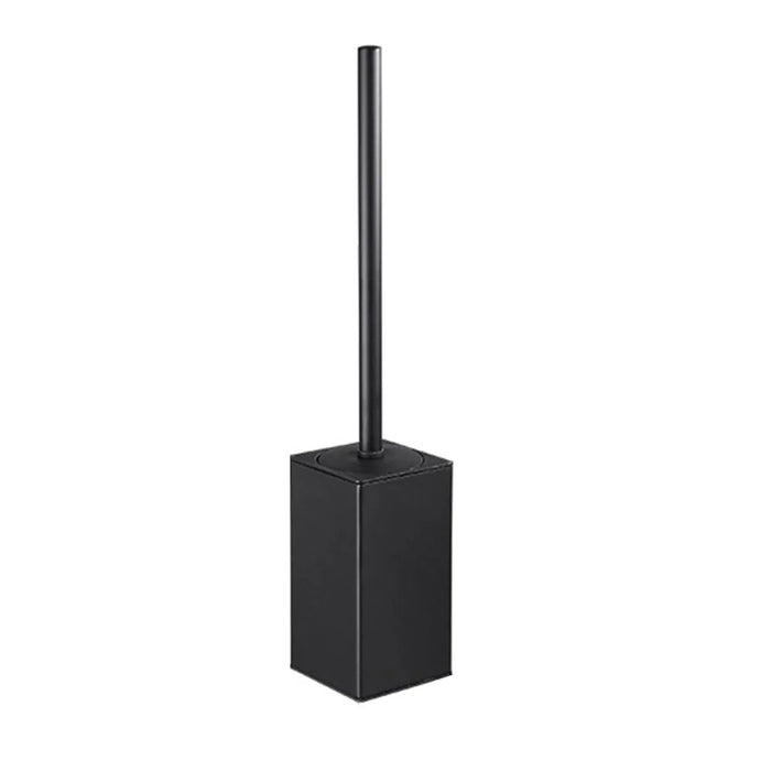 304 Stainless Steel Toilet Brush with Base Home Hotel Bathroom Cleaning Tool - Black - 1