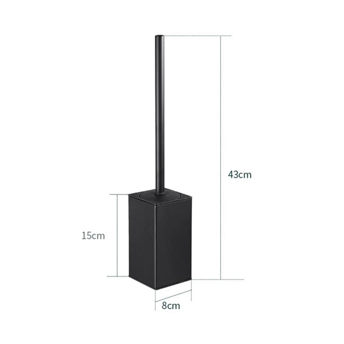 304 Stainless Steel Toilet Brush with Base Home Hotel Bathroom Cleaning Tool - Black - 4