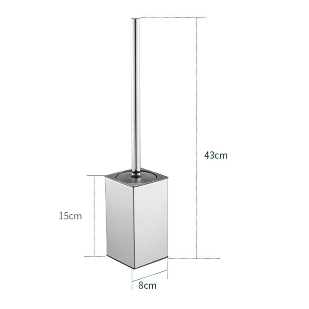 304 Stainless Steel Toilet Brush and Holder Set Home Hotel Bathroom Cleaning Tool - Silver - 2