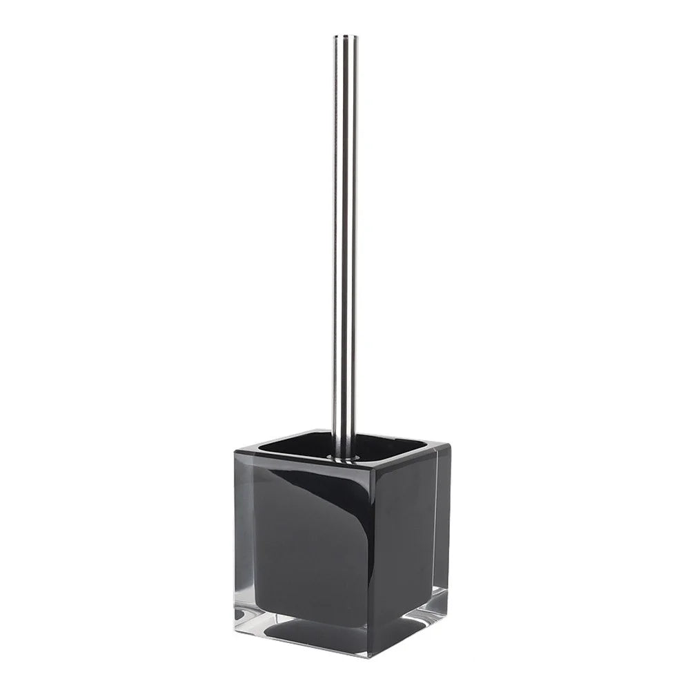 Stainless Steel Handle Toilet Brush with Resin Base Deep Cleaning Bathroom Accessory - 1