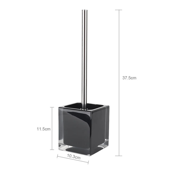 Stainless Steel Handle Toilet Brush with Resin Base Deep Cleaning Bathroom Accessory - 4