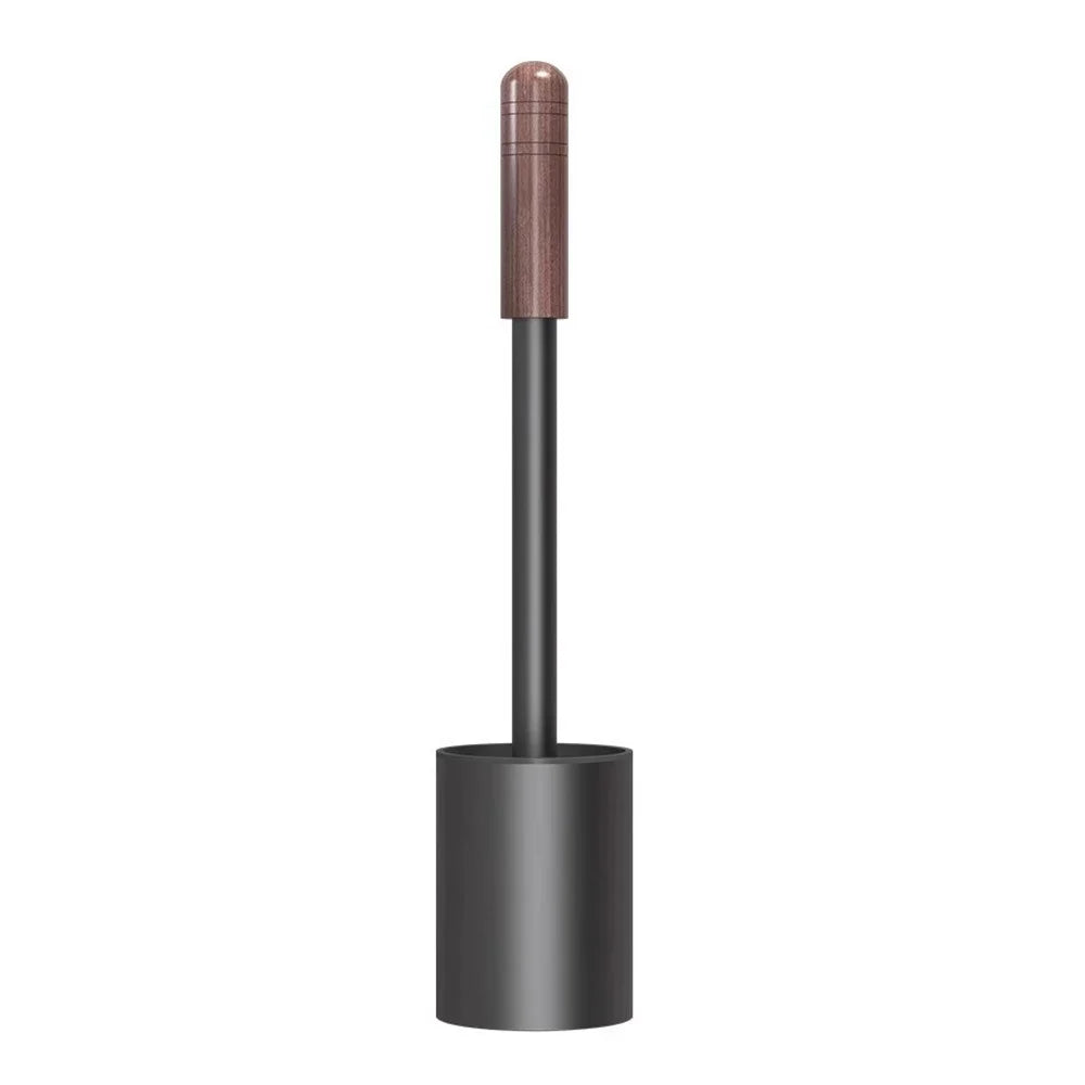 Space Aluminum + Wood Toilet Brush with Stand Bathroom No Dead Angle Cleaning Tool - Black Walnut Color - 1