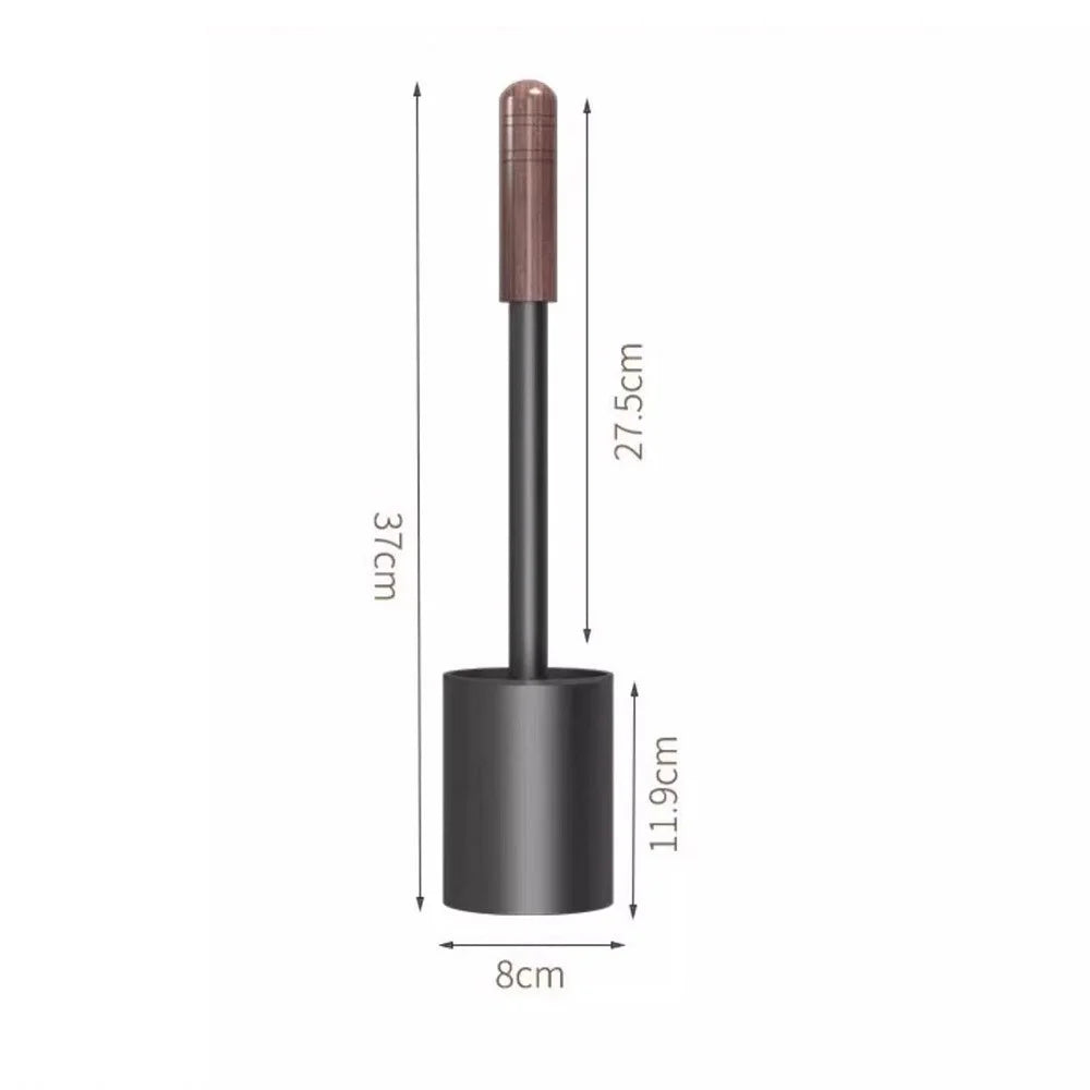 Space Aluminum + Wood Toilet Brush with Stand Bathroom No Dead Angle Cleaning Tool - Black Walnut Color - 6