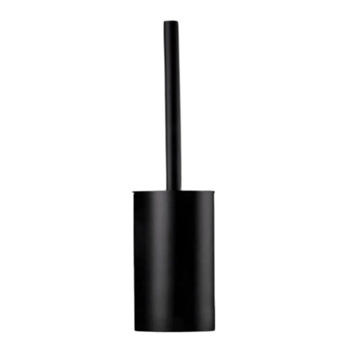 37cm Thickened Stainless Steel Long Handle Toilet Brush with Base Bathroom Cleaning Tool - Black - 1