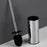 37cm Thickened Stainless Steel Long Handle Toilet Brush with Base Bathroom Cleaning Tool - Black - 2