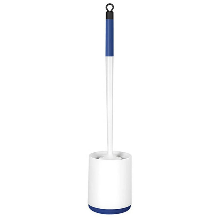 No Drill Wall Mounted / Freestanding Toilet Brush + Base Bathroom Cleaning Tool - White / Blue - 1