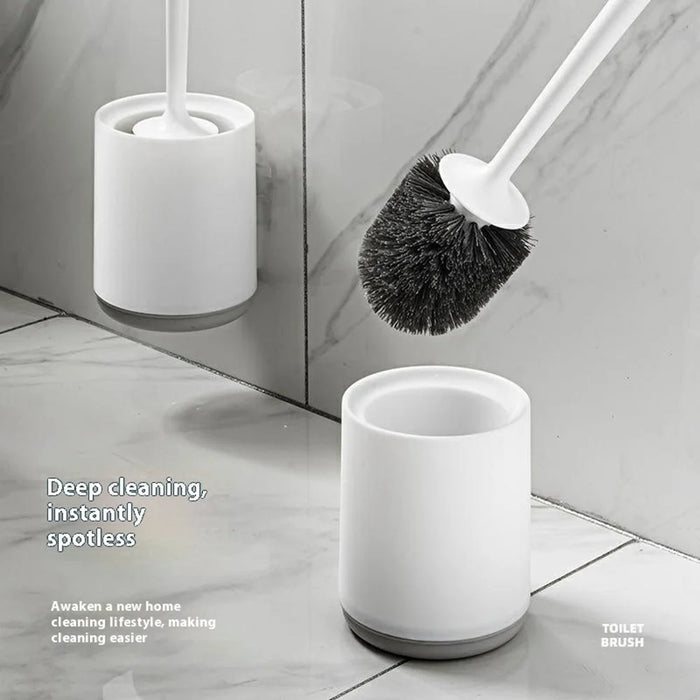 No Drill Wall Mounted / Freestanding Toilet Brush + Base Bathroom Cleaning Tool - White / Blue - 3