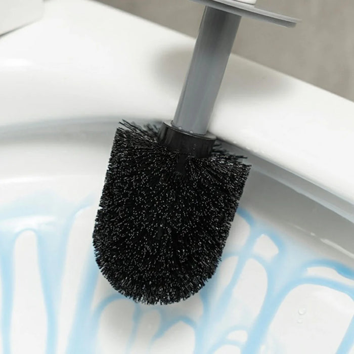 Long Handle Toilet Brush + Storage Base No Dead Angle Bathroom Cleaning Tool - 3