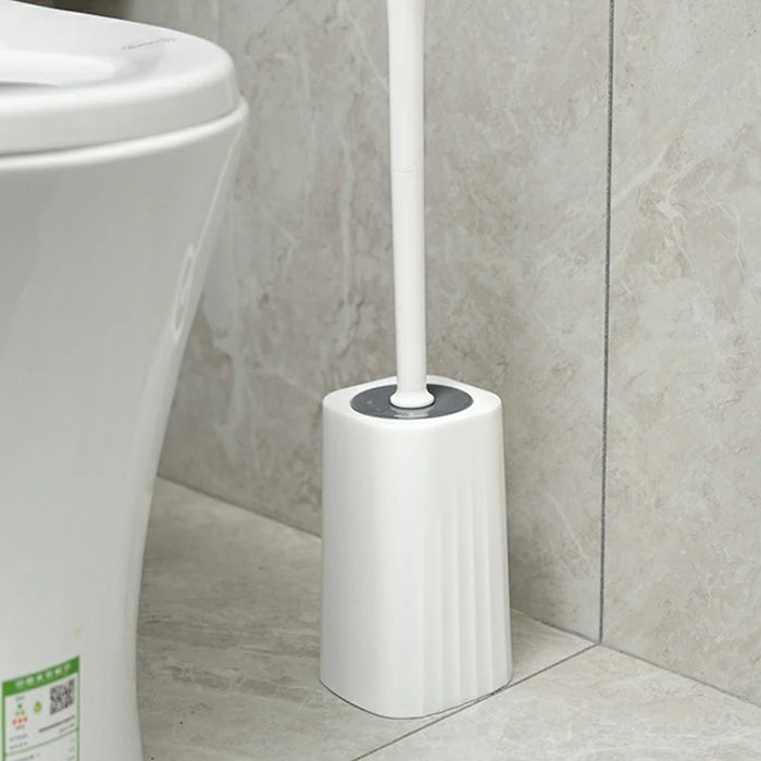 Long Handle Toilet Brush + Storage Base No Dead Angle Bathroom Cleaning Tool - 4