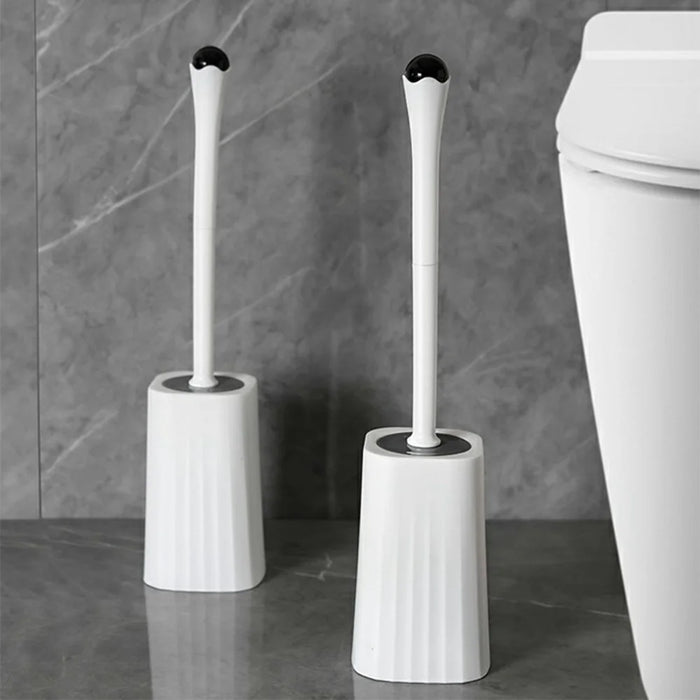 Long Handle Toilet Brush + Storage Base No Dead Angle Bathroom Cleaning Tool - 7