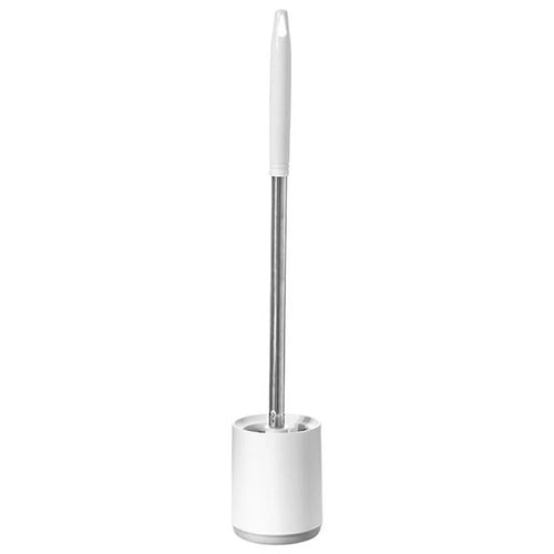 Stainless Steel Long Handle Toilet Brush Storage Base Set Wall Mounted Bathroom Cleaning Tool - Round Base - 1