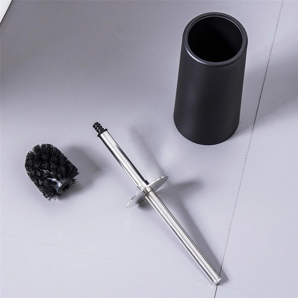 European Style Bathroom Toilet Brush Stainless Steel + PP Long Handle Cleaning Brush with Base - 5