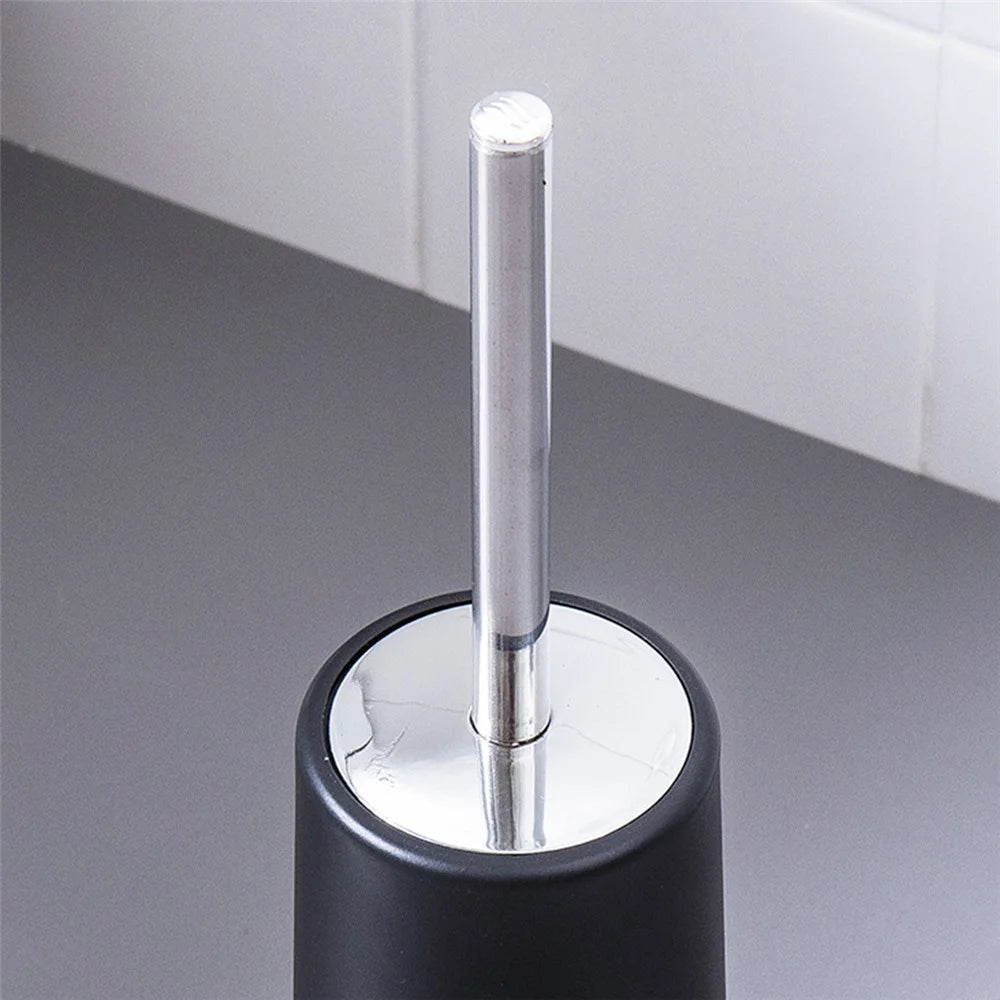 European Style Bathroom Toilet Brush Stainless Steel + PP Long Handle Cleaning Brush with Base - 6