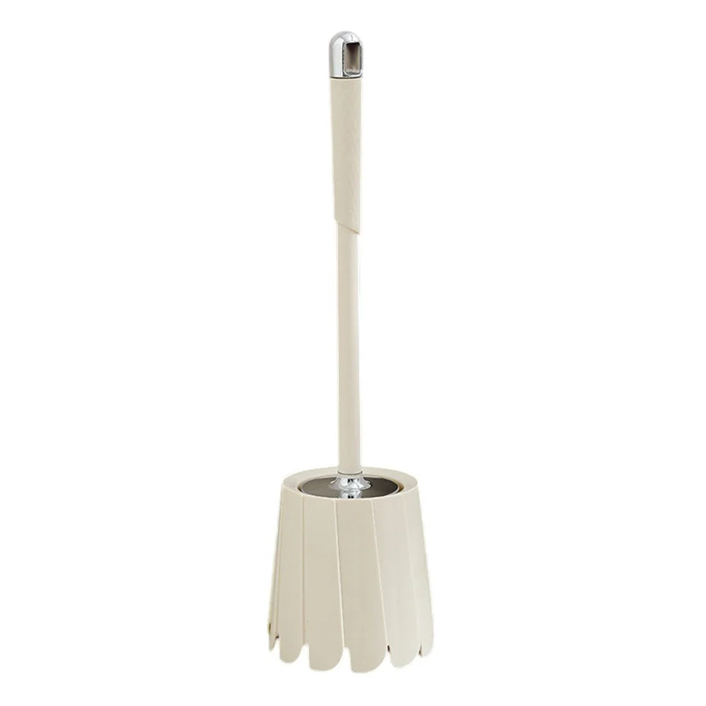 Toilet Brush Set With Long Handle No Dead Angle Cleaning Round Head Brush For Bathroom Home Use - Silver - 1