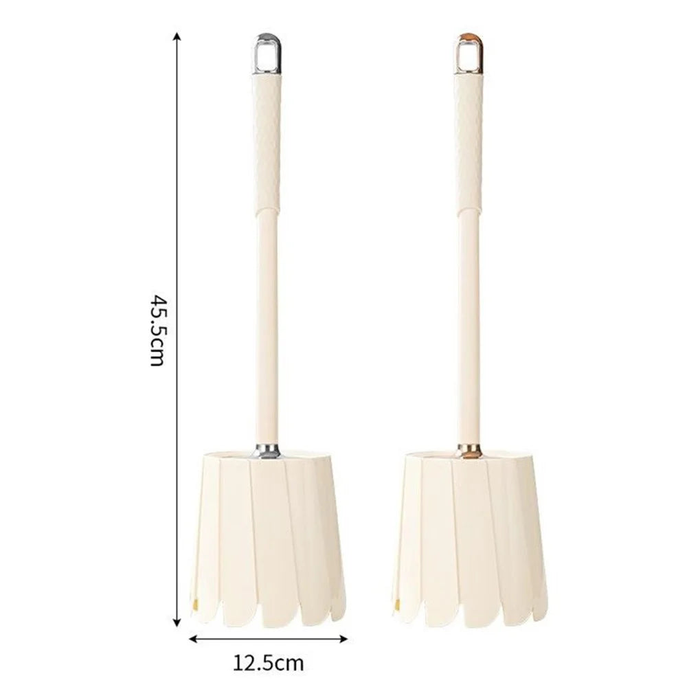 Toilet Brush Set With Long Handle No Dead Angle Cleaning Round Head Brush For Bathroom Home Use - Silver - 6